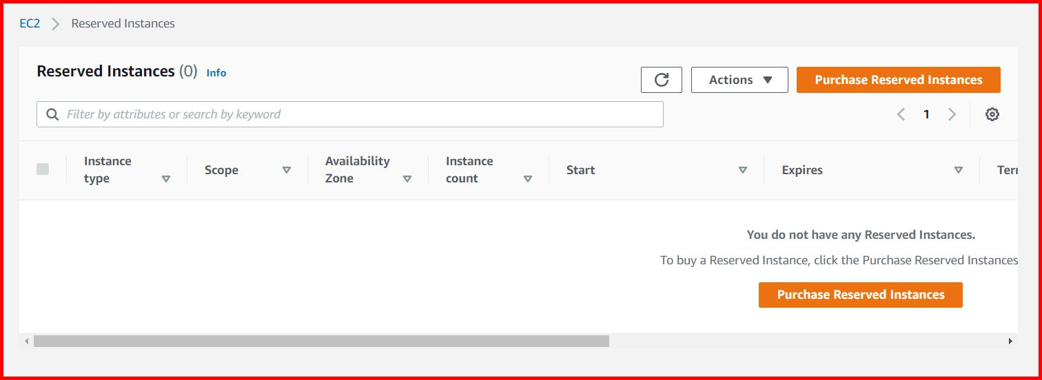 Picture showing the Purchase Reserved Instances button for purchasing the reserved instances